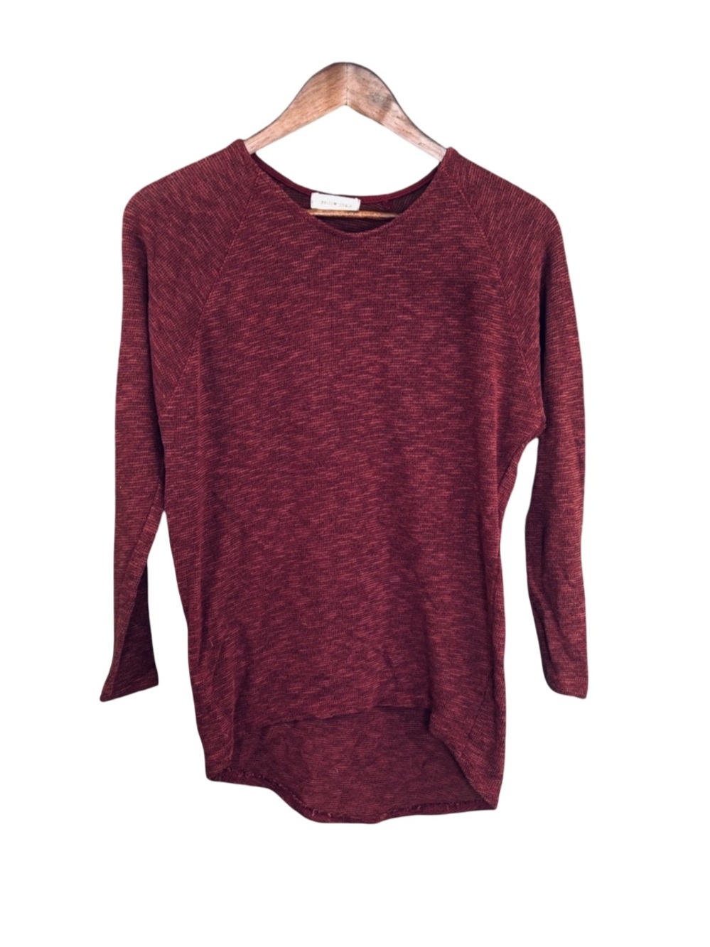 Yellow Chair Marled Burgundy Long Sleeve Knit Top